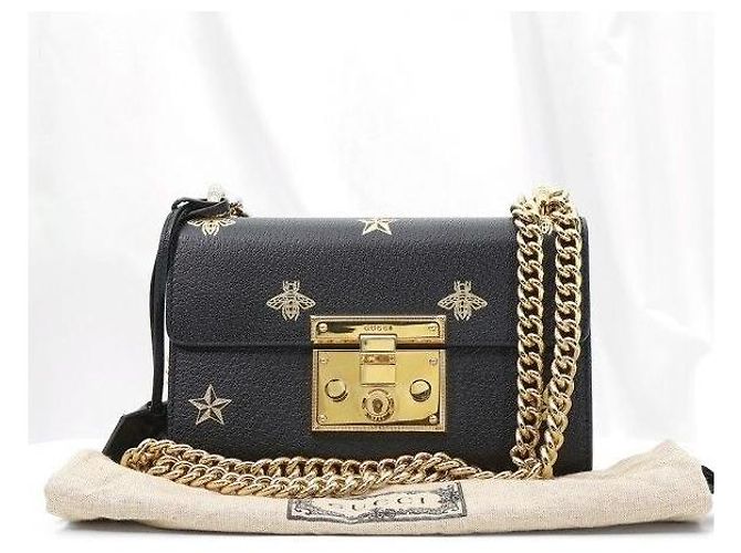 Gucci Borsa a tracolla piccola Black Leather Bi-Star Padlock - vista 2