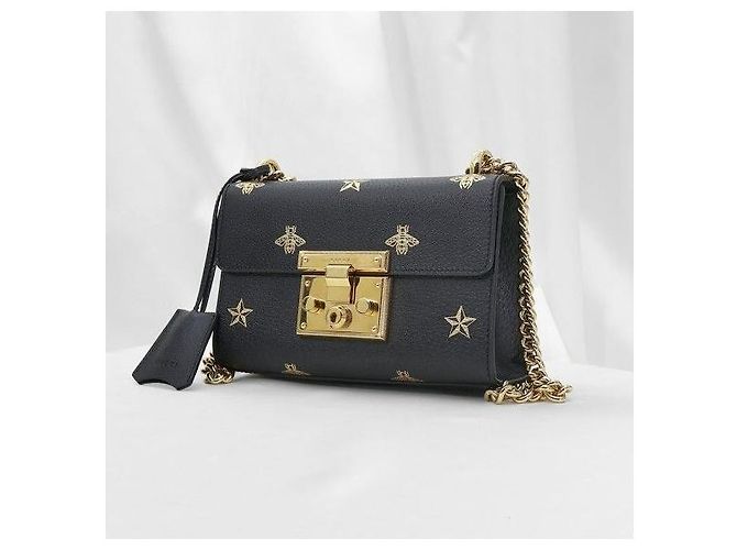 Gucci Borsa a tracolla piccola Black Leather Bi-Star Padlock - vista 3