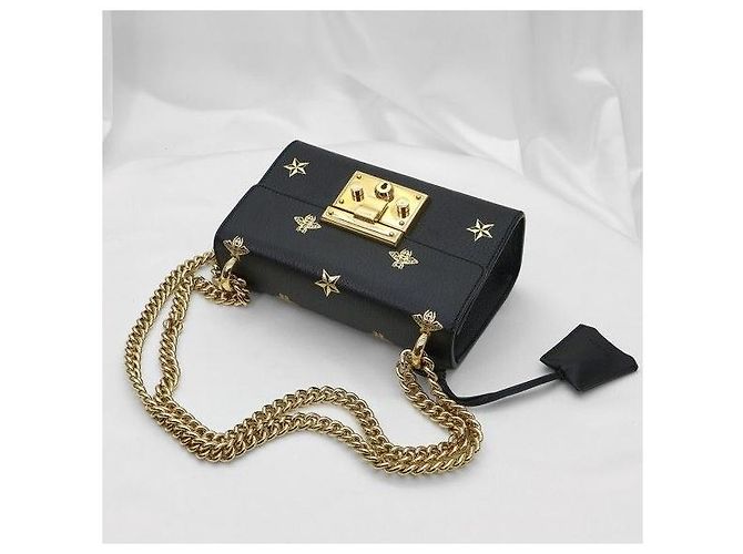 Gucci Borsa a tracolla piccola Black Leather Bi-Star Padlock - vista 5