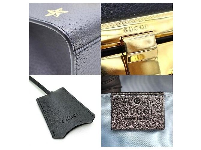 Gucci Borsa a tracolla piccola Black Leather Bi-Star Padlock - vista 7