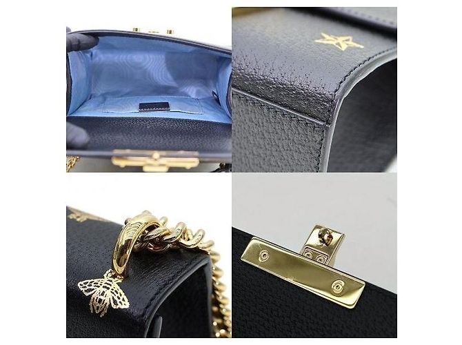 Gucci Borsa a tracolla piccola Black Leather Bi-Star Padlock - vista 8
