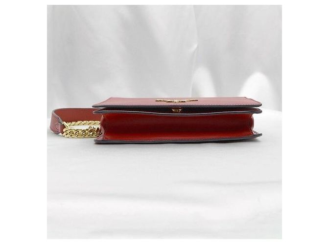 Prada Borsa a spalla con patta e catena in pelle di vitello morbida Saffiano rossa - vista 6