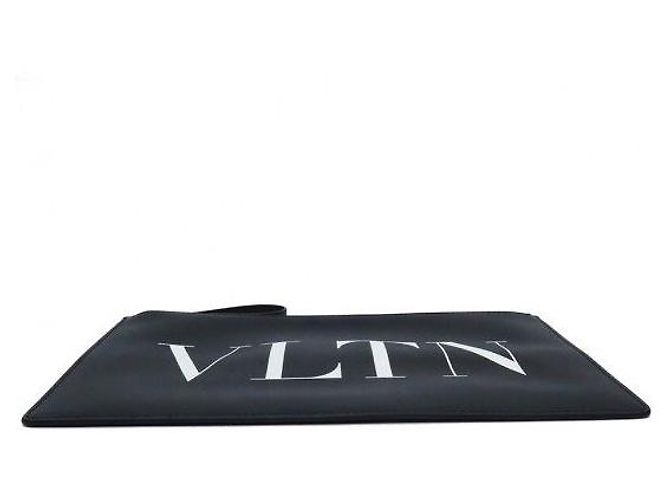 Valentino Clutch in pelle nera con logo VLTN - vista 6