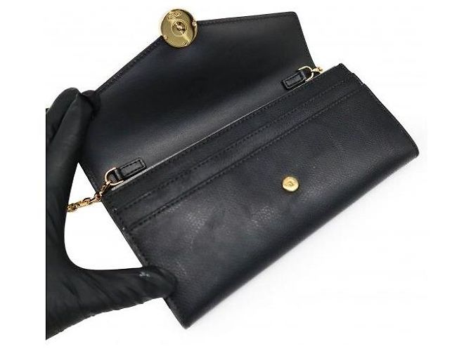 Fendi Portafoglio a catena WOC Continental in vitello nero e oro - vista 6
