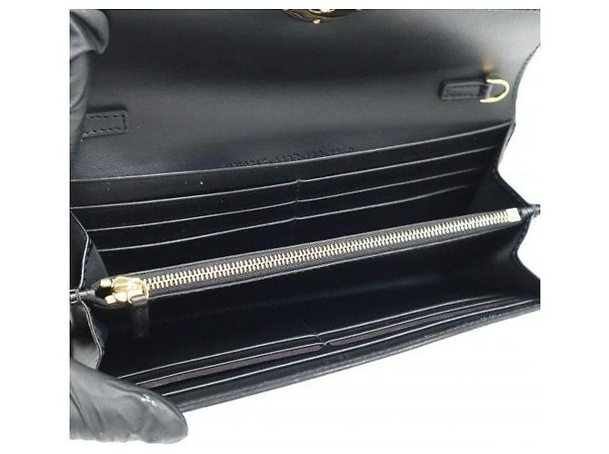 Fendi Portafoglio a catena WOC Continental in vitello nero e oro - vista 7