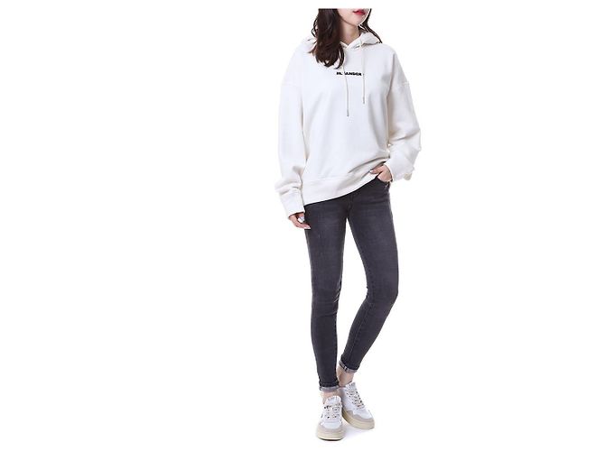 Jil Sander T-shirt com capuz para mulher com alça tecida com logo impresso - vista 2