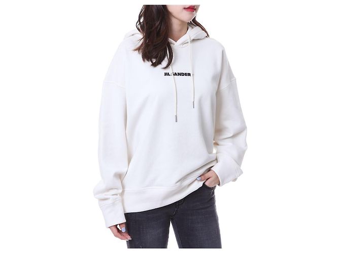 Jil Sander T-shirt com capuz para mulher com alça tecida com logo impresso - vista 3