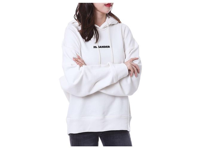 Jil Sander T-shirt com capuz para mulher com alça tecida com logo impresso - vista 6
