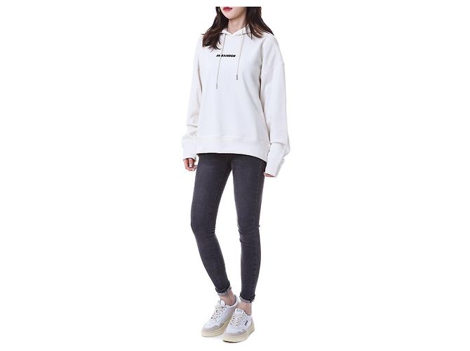 Jil Sander T-shirt com capuz para mulher com alça tecida com logo impresso - vista 8