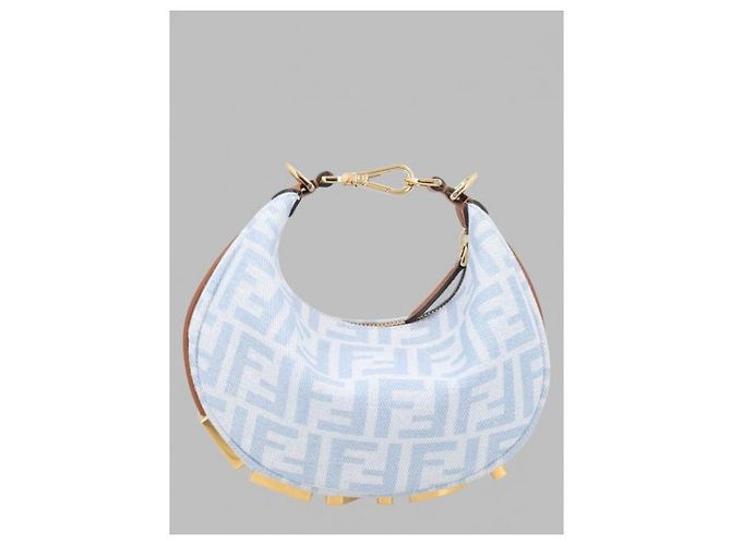 Fendi Mini Borsa in Denim Azzurro - vista 4
