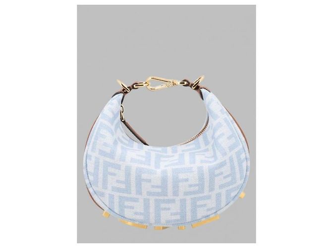 Fendi Mini Borsa in Denim Azzurro - vista 5