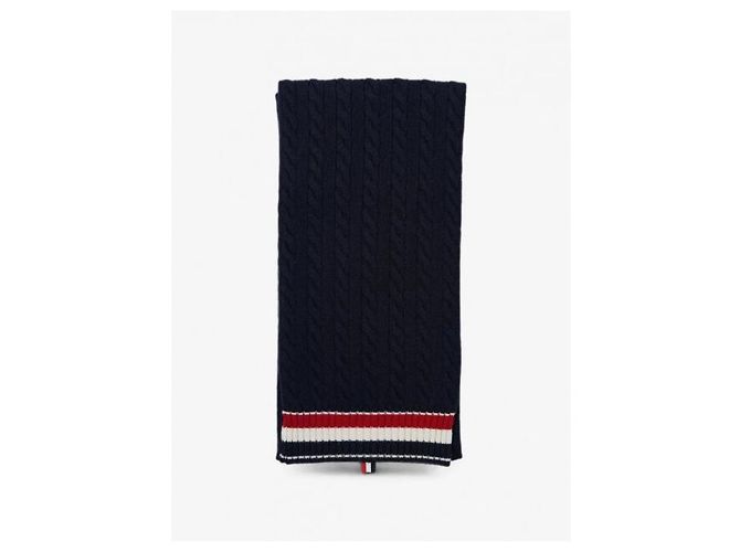 Thom Browne Sciarpa a righe Cable Rib Wool RWB - vista 4