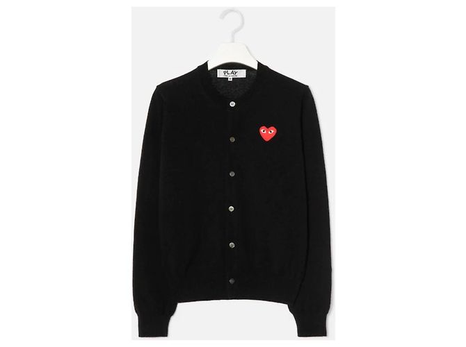 Comme Des Garcons Red Heart Strickcardigan Schwarz - Ansicht 4