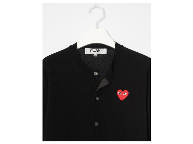 Comme Des Garcons Red Heart Strickcardigan Schwarz - Ansicht 7
