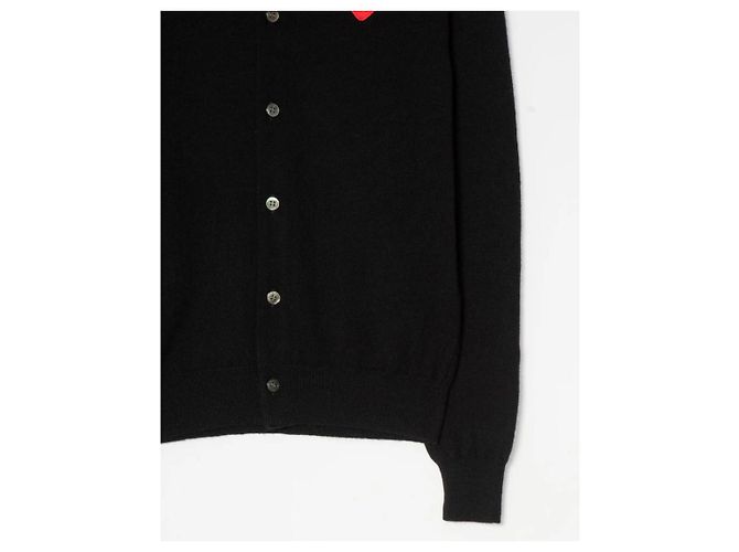 Comme Des Garcons Red Heart Strickcardigan Schwarz - Ansicht 8