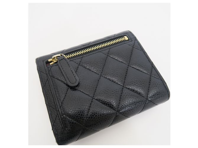 Chanel Small Flap Classic Wallet Caviar Black Gold - vista 10