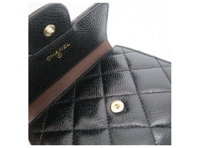 Chanel Small Flap Classic Wallet Caviar Black Gold - vista 3
