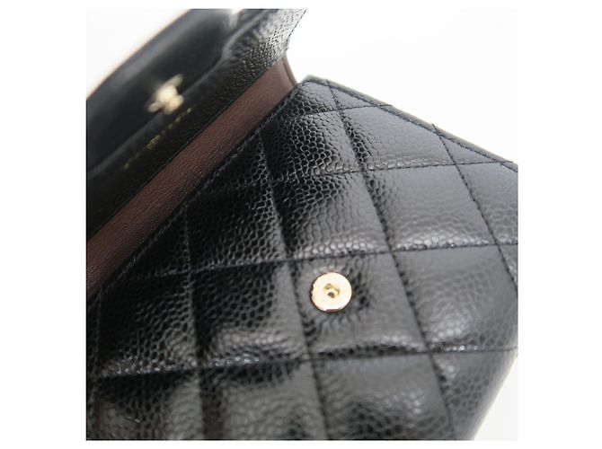Chanel Small Flap Classic Wallet Caviar Black Gold - vista 4