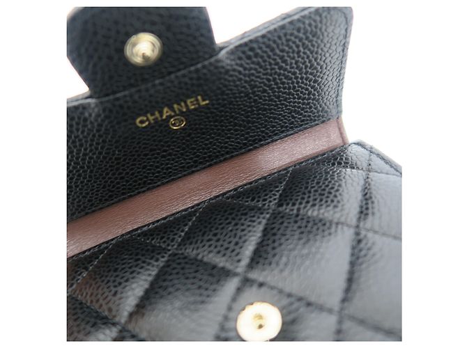Chanel Small Flap Classic Wallet Caviar Black Gold - vista 9