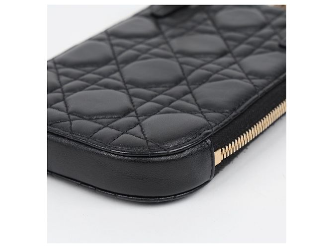 Dior Portacellulare in pelle d'agnello Cannage nera - vista 10