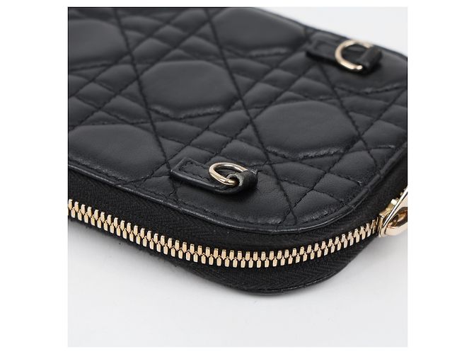 Dior Portacellulare in pelle d'agnello Cannage nera - vista 12