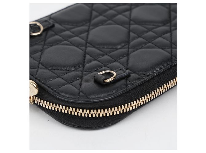Dior Portacellulare in pelle d'agnello Cannage nera - vista 13