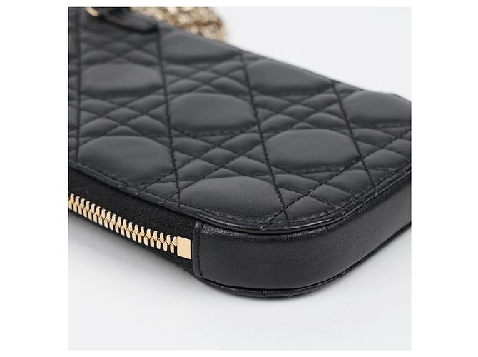 Dior Portacellulare in pelle d'agnello Cannage nera - vista 9