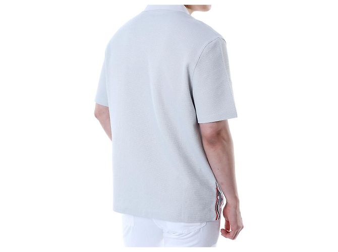 Thom Browne Polo in lino e cotone a tre strisce (Gray) - vista 23