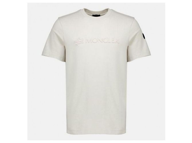 Moncler Logo Baumwoll-T-Shirt Weiß Elfenbein - Ansicht 5
