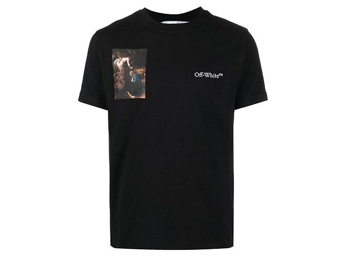 Off White Carvaggio T-Shirt mit Lauten-Print Schwarz - Ansicht 2