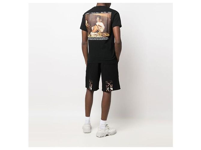 Off White Carvaggio T-Shirt mit Lauten-Print Schwarz - Ansicht 4