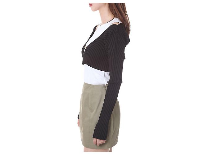 Jacquemus Gerippte Crop-Cardigan mit Mikro-Gold-Logo - Ansicht 10