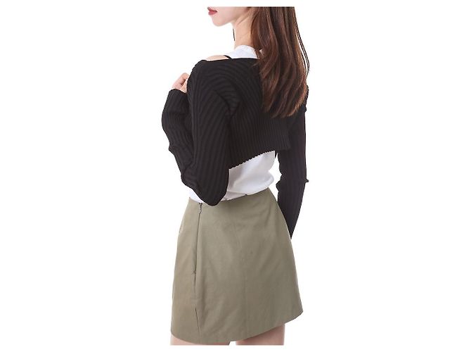 Jacquemus Gerippte Crop-Cardigan mit Mikro-Gold-Logo - Ansicht 15