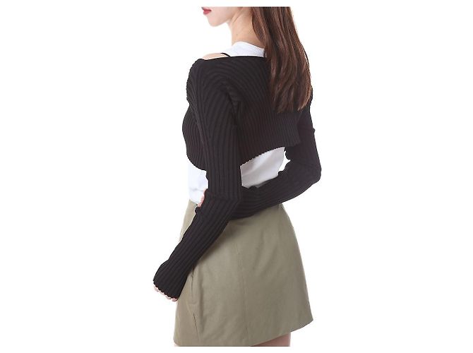 Jacquemus Gerippte Crop-Cardigan mit Mikro-Gold-Logo - Ansicht 18