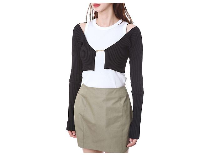 Jacquemus Gerippte Crop-Cardigan mit Mikro-Gold-Logo - Ansicht 3