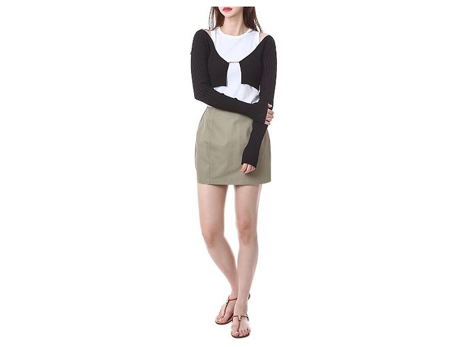 Jacquemus Gerippte Crop-Cardigan mit Mikro-Gold-Logo - Ansicht 5