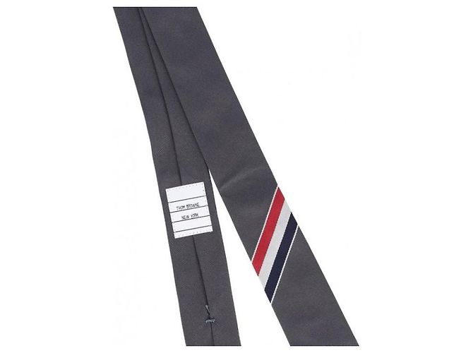 Thom Browne Cravatta a righe in seta e cotone - vista 5