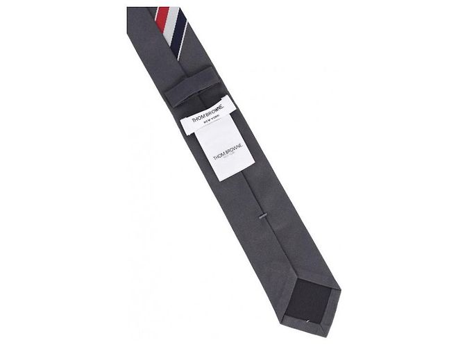 Thom Browne Cravatta a righe in seta e cotone - vista 6