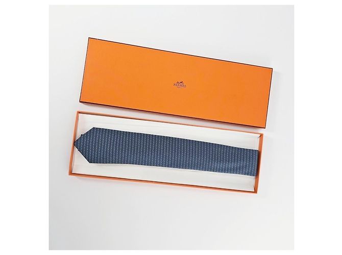 Hermès Duo tie cm Cravatta in seta da uomo Grigio marine - vista 10