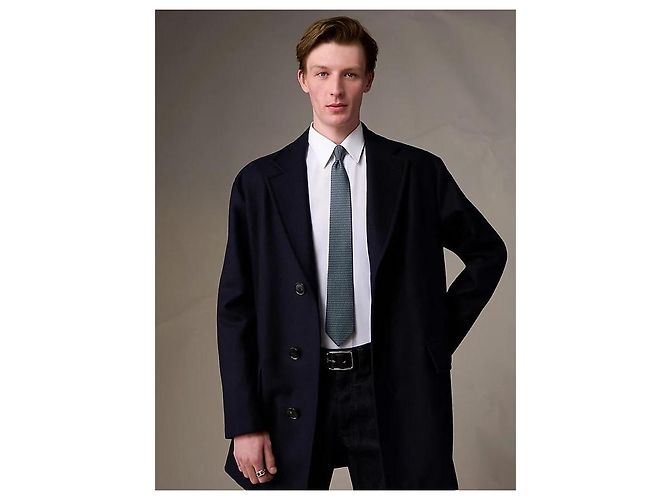 Hermès Duo tie cm Cravatta in seta da uomo Grigio marine - vista 3