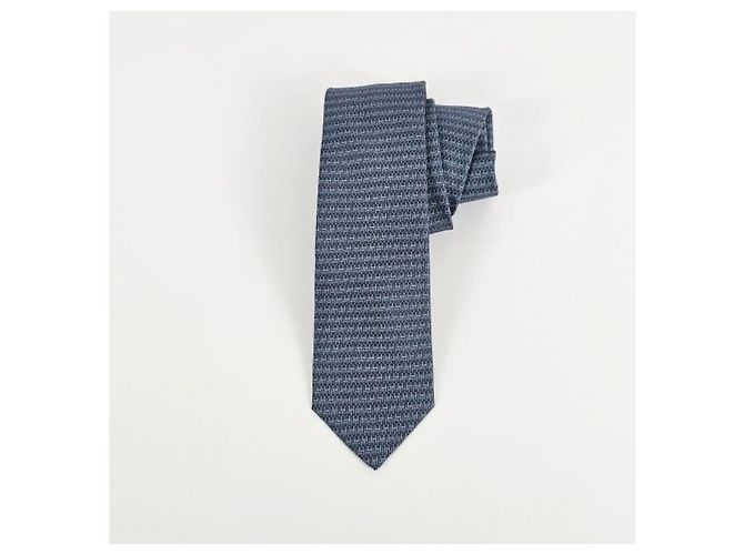 Hermès Duo tie cm Cravatta in seta da uomo Grigio marine - vista 5