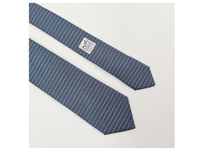 Hermès Duo tie cm Cravatta in seta da uomo Grigio marine - vista 7