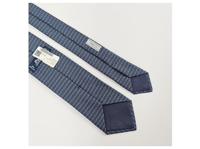 Hermès Duo tie cm Cravatta in seta da uomo Grigio marine - vista 8