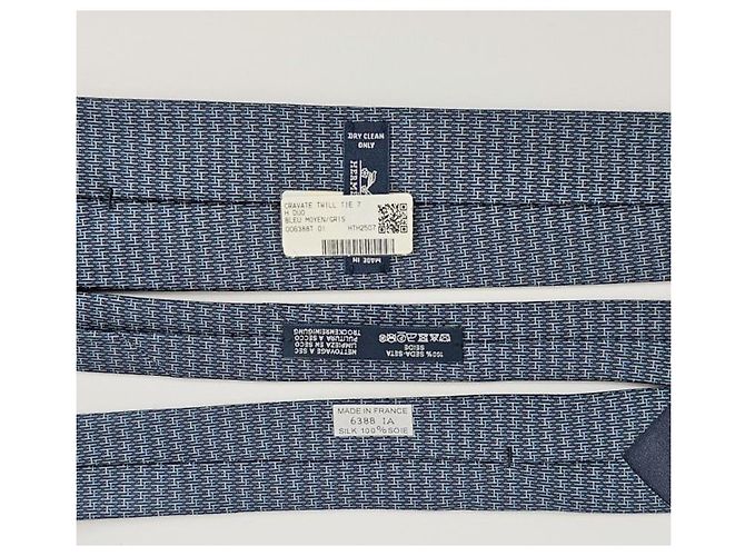 Hermès Duo tie cm Cravatta in seta da uomo Grigio marine - vista 9