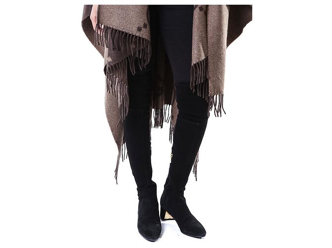 Gucci Poncho Capa Reversible Ancho de Cachemira Logo - vista 21