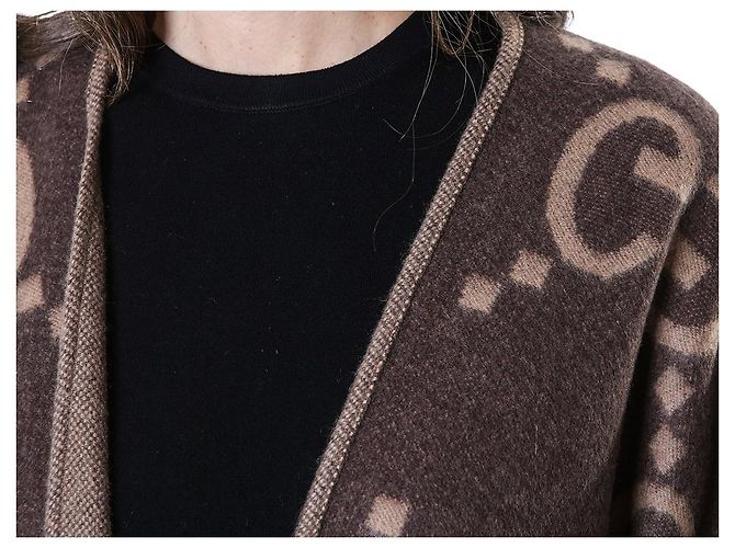 Gucci Poncho Capa Reversible Ancho de Cachemira Logo - vista 35