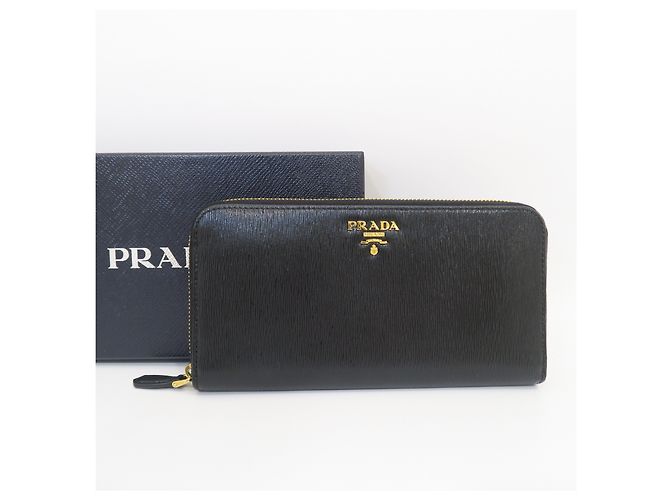 Prada Cartera larga con cremallera de metal negro - vista 2