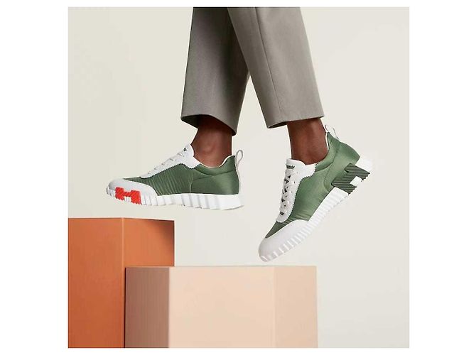 Sneakers Hermès Bouncing Verdi in Pelle - vista 4