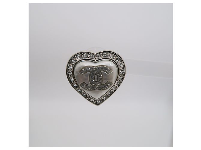 Chanel Orecchini a cuore in cristallo argento - vista 3