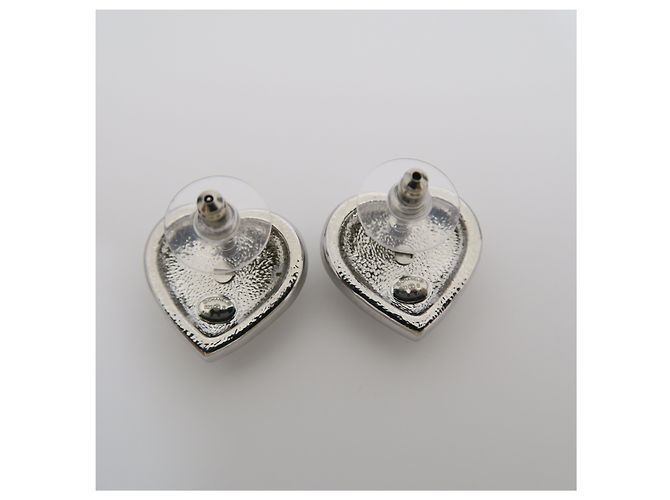 Chanel Orecchini a cuore in cristallo argento - vista 5